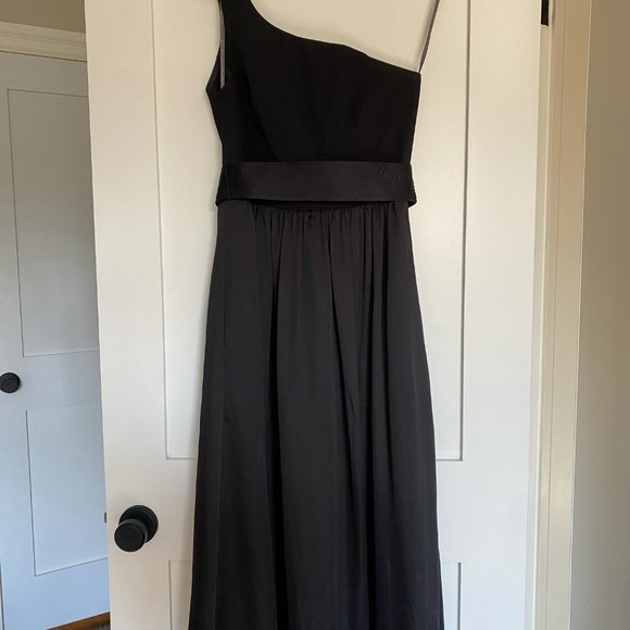 WHITE by Vera Wang One Shoulder Bridesmaid Dress in EBONY BLACK - Picture 4 of 4